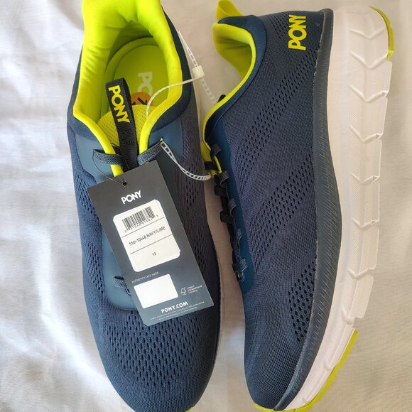 New Mens Pony Color Navy/Lime Size 12 Stretch Lacing Sneakers - Picture 2 of 8